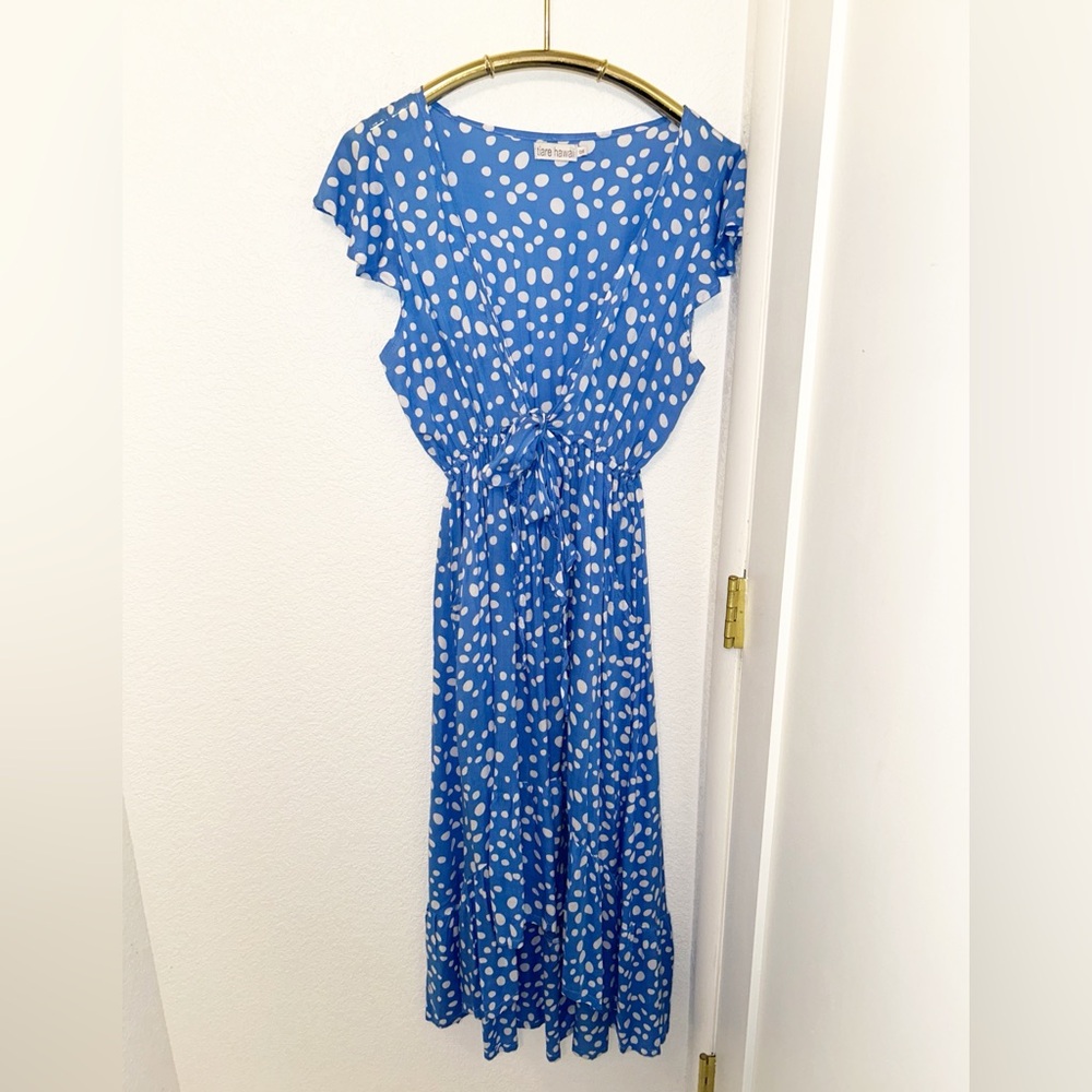 TIARE HAWAII The Blake high-low V-neck tie front dress in Bambi Print SZ: medium - Picture 3 of 16